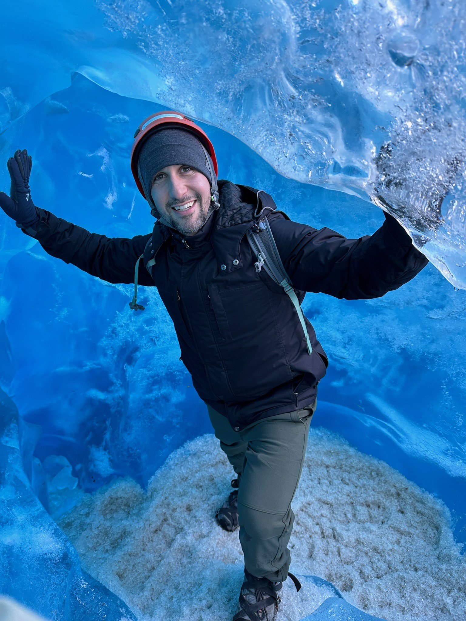 Alexander Testa, PhD, hiking the Perito Moreno Glacier in Patagonia.