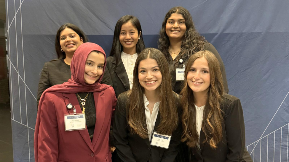Sofia Tovar pictured with group of healthcare management students.